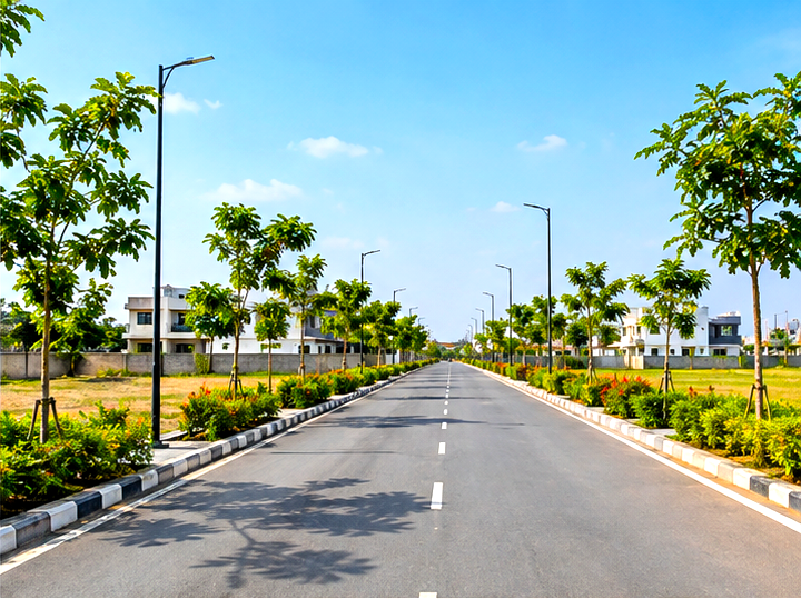 Main road at TR Construction property project